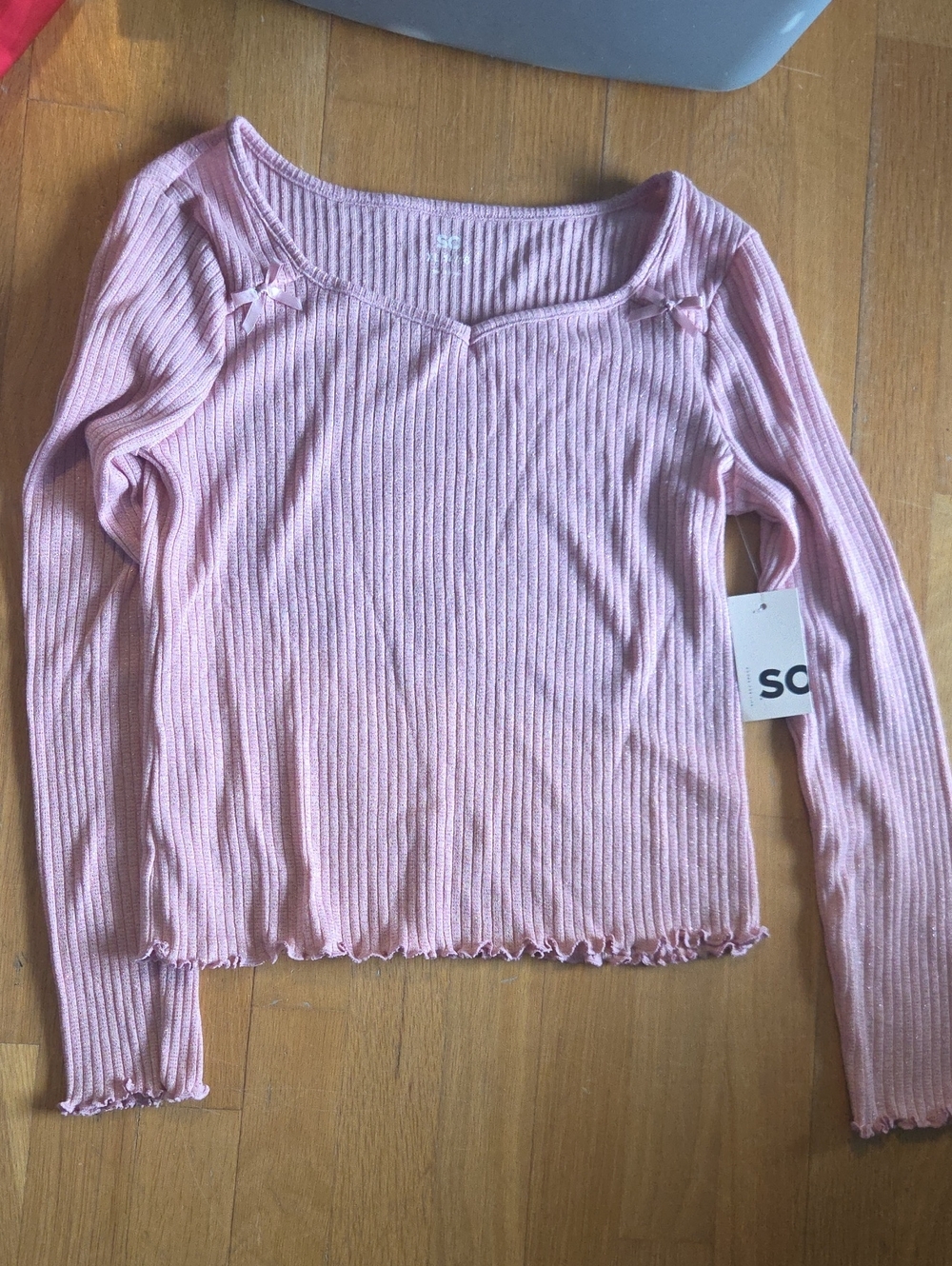 SO | Pink Ribbed Long-Sleeve Top
